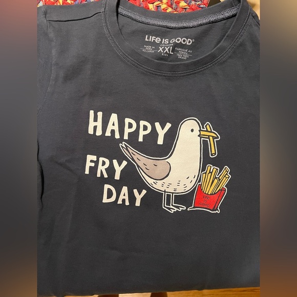 Life Is Good Child Unisex Navy Blue Happy FryDay Graphic Tee, XXL - Picture 2 of 7